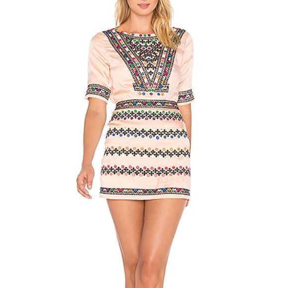 MAJORELLE new Layne Dress Embroidered Mirrored in Coral Reef Luxe SEXY Womens XL